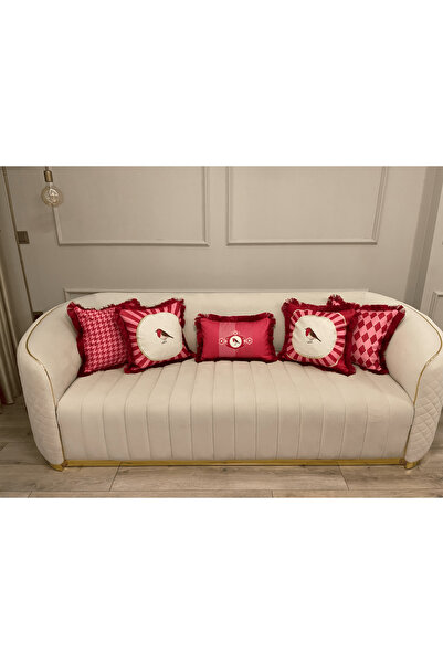 Daniel Home Design Premium |   Love Birds Pink Series Tasseled 5-Piece Throw Pillow Cover Set