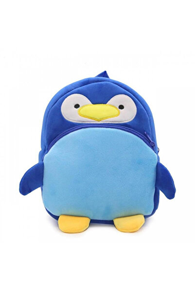 OEM Ghiozdan pluș pentru copii 23x23 cm model pinguin albastru, moale, ușor, ...