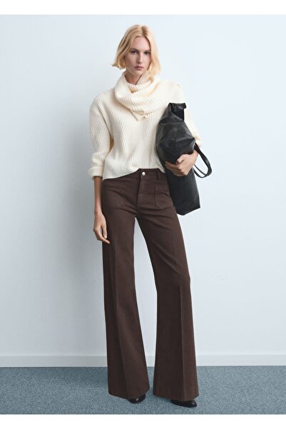 MANGO Woman Wideleg cepli jean pantolon