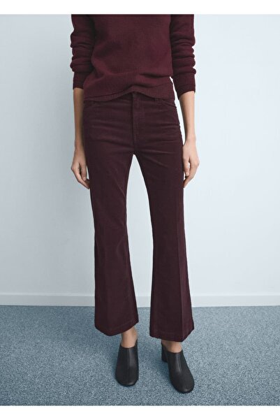 MANGO Woman Fitilli kadife flare jean pantolon