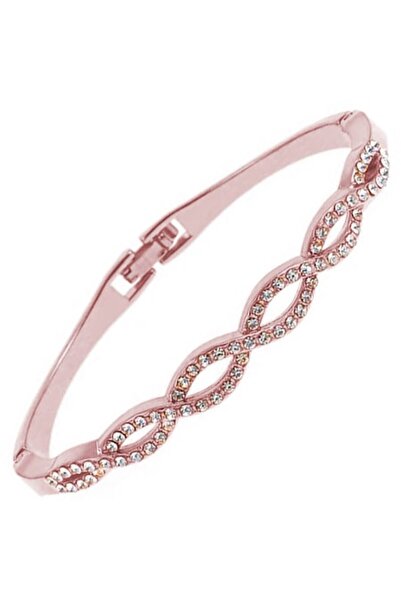 OptimStar Women's bracelet with crystals, elegant casual classic design, Rose gold-Pink,