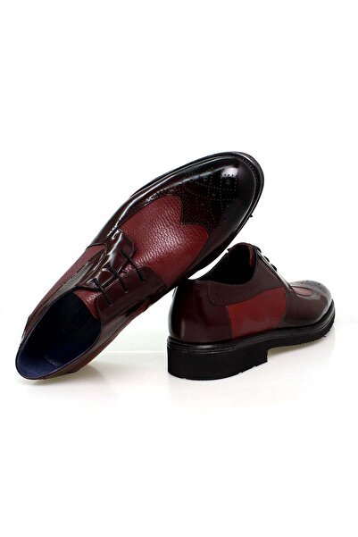 FRANCO CALVANI Bordo Color Lace-Up Genuine Leather Men's Shoes