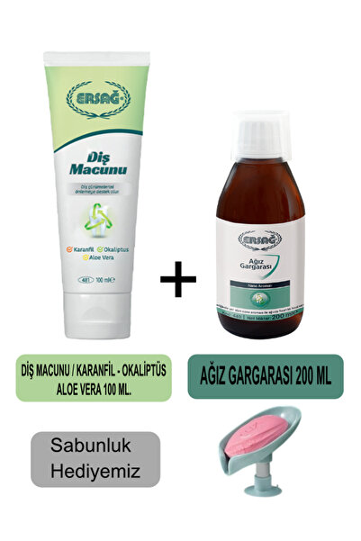 Ersağ Toothpaste (Clove, Eucalyptus, Aloe Vera) 100ml - Mouthwash 200ml + Soa...