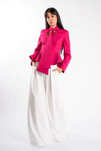 Monarh Design Jacket with scarves and structured waist Fuchsia