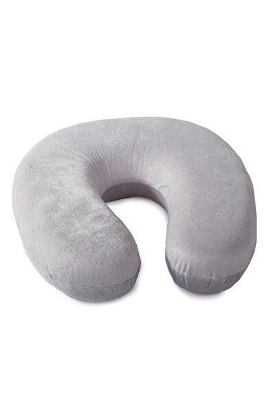 OEM Μαξιλάρι ταξιδίου για το λαιμό, αφρός μνήμης, αφαιρούμενο κάλυμμα, εργονομικό, γκρι