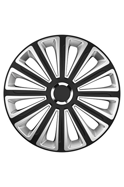 Mega Drive Wheel Cover Set 15` Silver&Black With Chrome Ring Trend