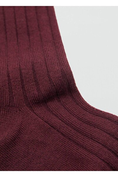 MANGO Woman Yün karışımlı fitilli çoraplar