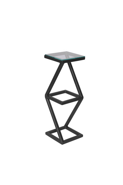 fromro Διακοσμητική βάση ANYA – μαύρο μεταλλικό σκελετό και γυάλινο ράφι