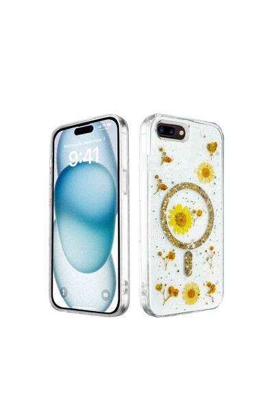 NewFace iPhone 7 Plus Case Daisy Glitter Magsafe Cover - Gold