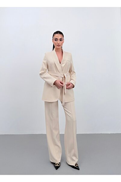 ossons Tie-Up Shawl Lapel Jacket Pants Suit