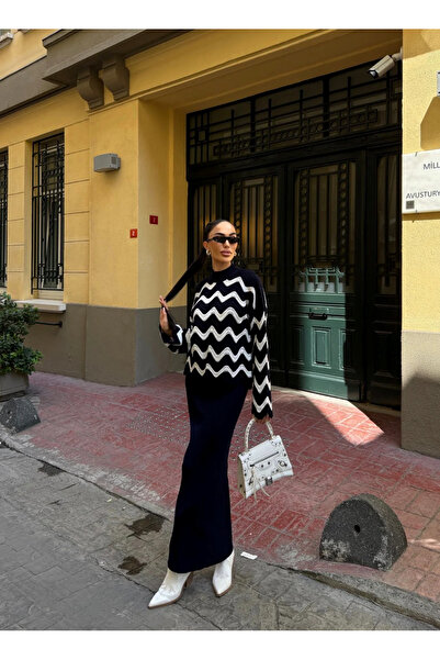 Kienor طقم تريكو نسائي من الموسم الجديد يتكون من سترة وفستان بنقشة متعرجة