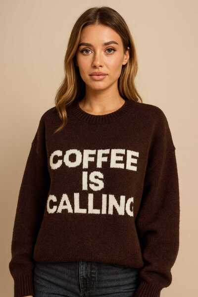 Diva Exclusive Fashion COFFEE IS CALLING sweater, thick, casual, soft material