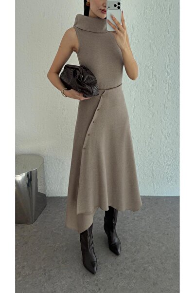 HAZELANNA Asymmetrical Skirt Stone Two-Piece Set