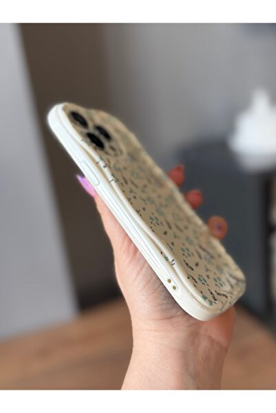 MİRAZ TASARIM iPhone 14 Pro Blue Flower Ecru Case