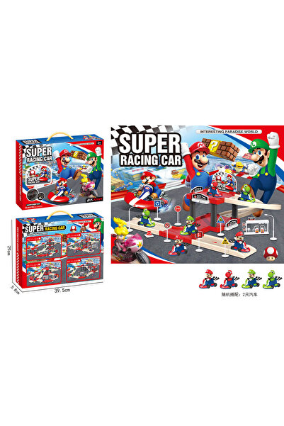 Super Mario Bros Super Mario Play Set, Track and Parking 2 Levels, 2 Cars, Characters, Slide, 3 years+