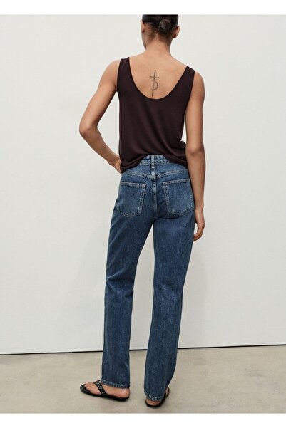 MANGO Woman Matilda yüksek belli düz kesim jean pantolon