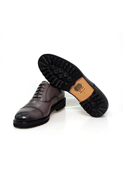 FRANCO CALVANI Gray Color Lace-Up Genuine Leather Men's Shoes