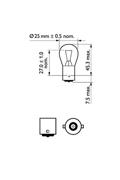 Philips BRAKE STOP BULB P25 12V SET 10 PCS VISION