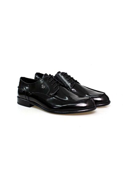 FRANCO CALVANI Black Color Lace-Up Genuine Leather Men's Shoes
