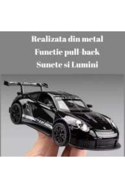 OEM Metal Car Porsche GT3 RS, Sounds and Lights, Moving Doors, Pull-Back, 16cm Black
