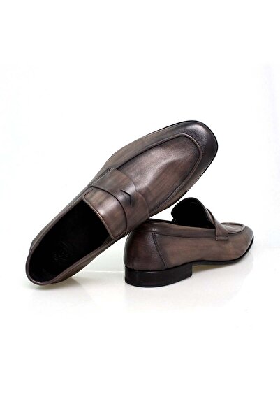 FRANCO CALVANI Gray Color Laceless Genuine Leather Men's Shoes