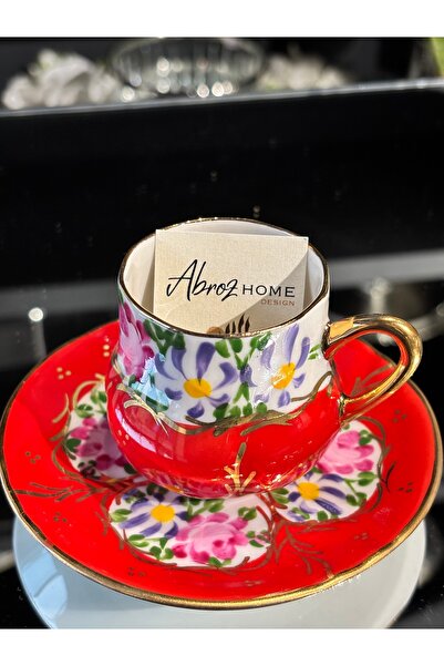 ABROZ HOME DESIGN Hand Painting Porcelain 1 Coffee Cup / Red