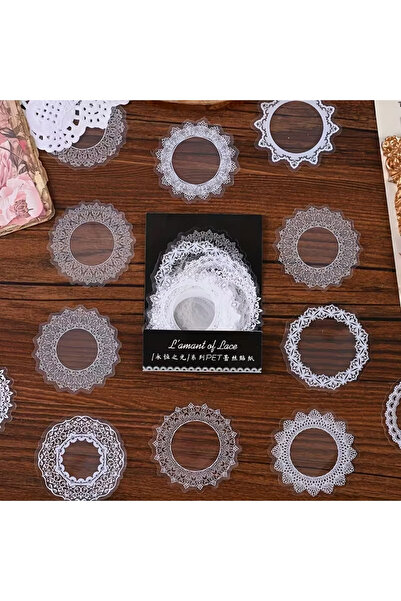 Kolbi Craft 30 قطعة من ملصقات الدانتيل الأبيض الشفاف المستدير لتخطيط اليوميات...