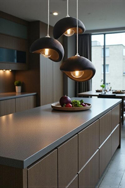 Storizaa Modern Siyah 3’lü Sarkıt Avize – 3d Baskı Yuvarlak Tasarım Rustik La...