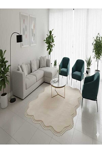 ALTUN CARPET MODERN PONPON SAÇAKLI PELÜŞ HALI KAYMAZ TABAN SALON HALI