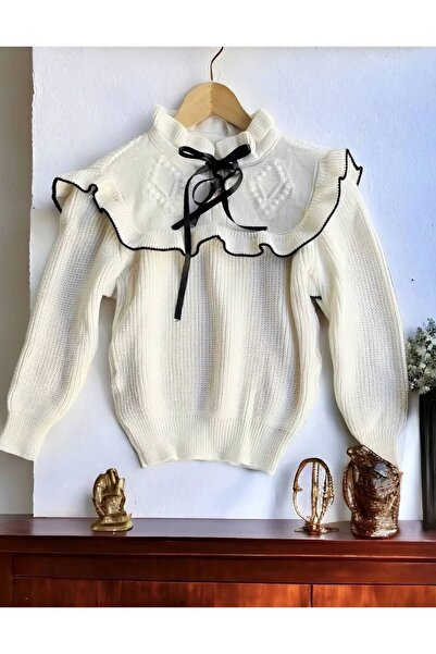 ÇELEBİ STYLE Ruffled Collar Lace-Up Knitwear Sweater