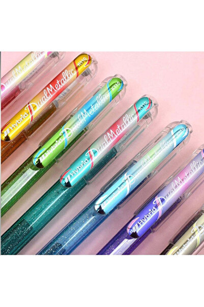 Pentel Vopsea metalică cu rolă Hybrid Duo + gel 4 culori/set