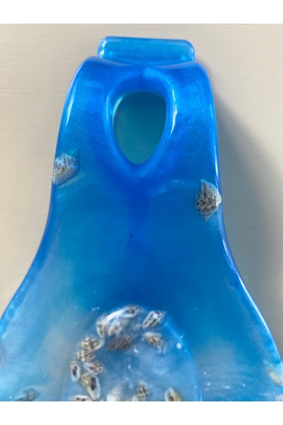 Phellos Suport pentru lingură cu tematică de mare și scoici, suport decorativ pentru lingură, design special pentru lingură.