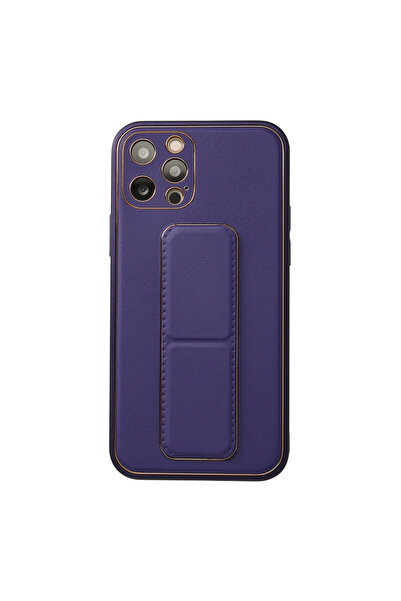 NewFace غطاء جلد كوكو مع حامل لهاتف آيفون 12 برو - بنفسجي