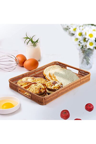LeylArt 3-Piece Rectangular Rattan Serving Tray Set (30–35–40 cm)