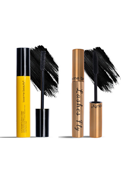 LOVEME BEAUTY مجموعة ماسكرا مزدوجة 2 ماسكرا بفرش مختلفة للتطويل والتكثيف – تر...