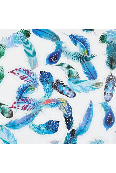 Mona Craftist 40 قطعة من ملصقات الريش الأزرق الشفاف لدفتر الملاحظات والسكرابو...