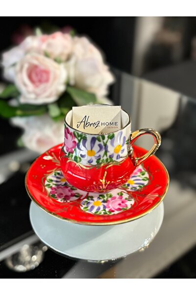 ABROZ HOME DESIGN Hand Painting Porcelain 1 Coffee Cup / Red