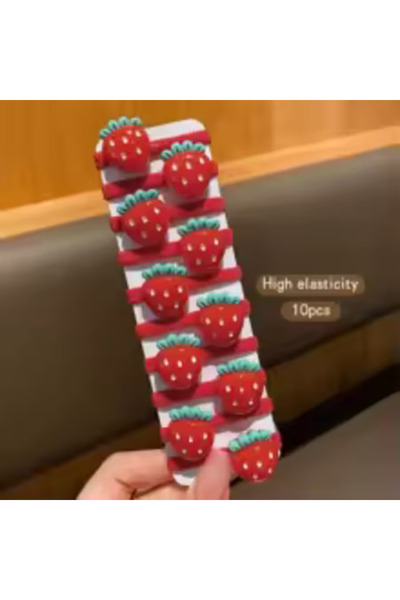 Virago 10-piece strawberry-themed hair tie set for kids