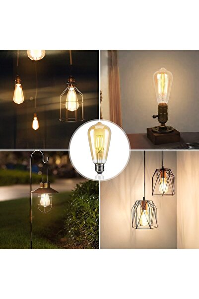 HYX 6 Pack E27 ST64 Vintage Edison LED Filament Bulbs, 4W 2700K Warm White Amber Glass