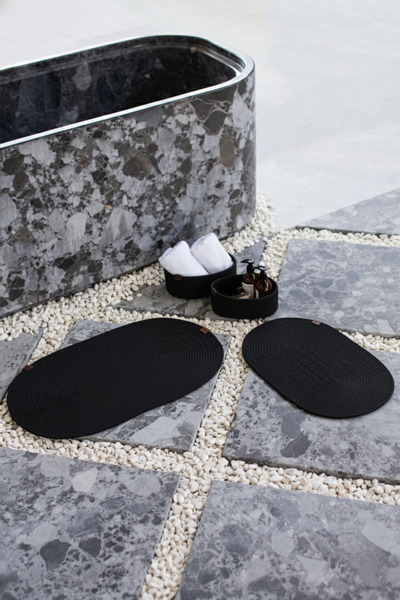 Comfort Craft Black Wicker / Jute 4 Piece Bathroom Mat Set |   Oval Basket, M...