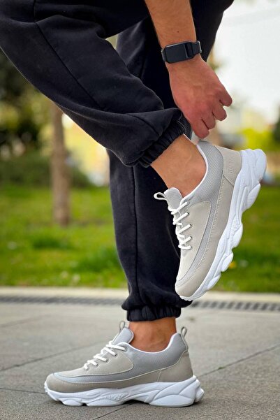 Lucy Shoes Yg707 Men's Casual Lace-Up Suede Knitwear Sports Sneaker Shoes Stbt - Gray