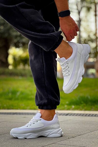 Lucy Shoes Yg707 Men's Casual Lace-Up Leather Knitwear Sports Sneaker Shoes Ctbt - White