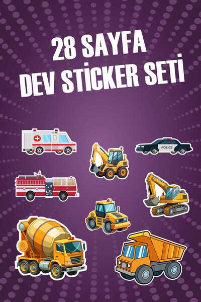 tifopix Erkek Çocukları İçin Etiket Seti, Araba Kamyon Kepçe Sticker Seti Tam...