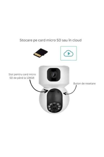 Kludoo WiFi Surveillance Camera, Dual 3MP Lenses, Full HD Baby Monitor, Night Vision, Motion Sensor,