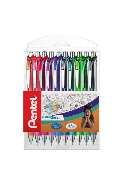 Pentel EnerGel Roller 0.7 mm, 10 pcs set, plastic