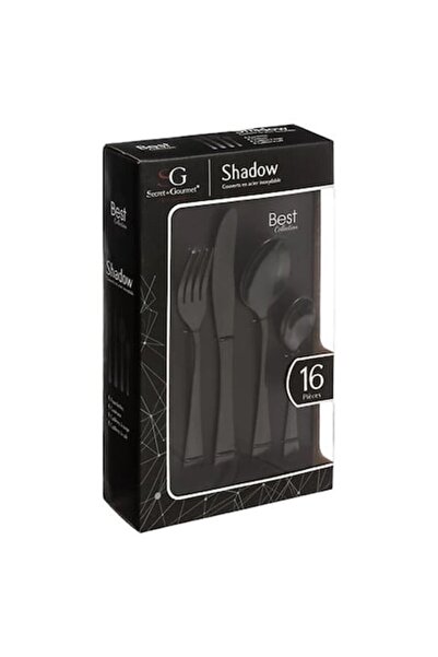 Atmosphera Créateur D'intérieur Atmosphera Shadow Cutlery Set, 16 pcs, Stainless Steel, Glossy Finish, Dishwasher Safe