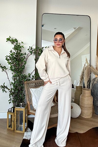 Sohotique By P Set de trening cu jumătate de fermoar Soft Touch, cremă