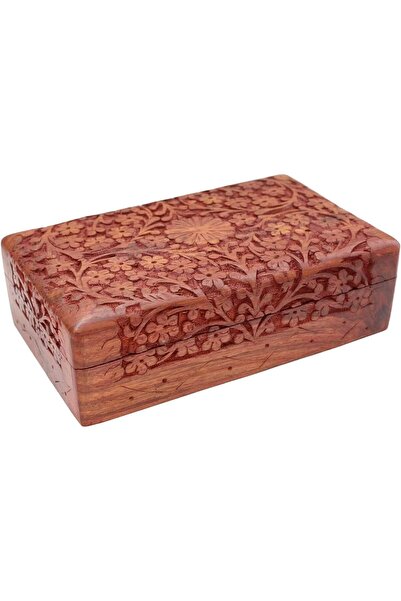 Hope Acewood Wooden Jewellery Box for Women - Hand Carved (12x22x8 cm)