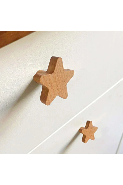 NATUREL DEKOR Wooden Star Cut Handle, Cabinet Drawer Handle, Bamboo, Wicker, Nordic, Bohemian, Modern