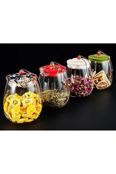 LeylArt Set of 4 Natural Glass Jars 650 ml